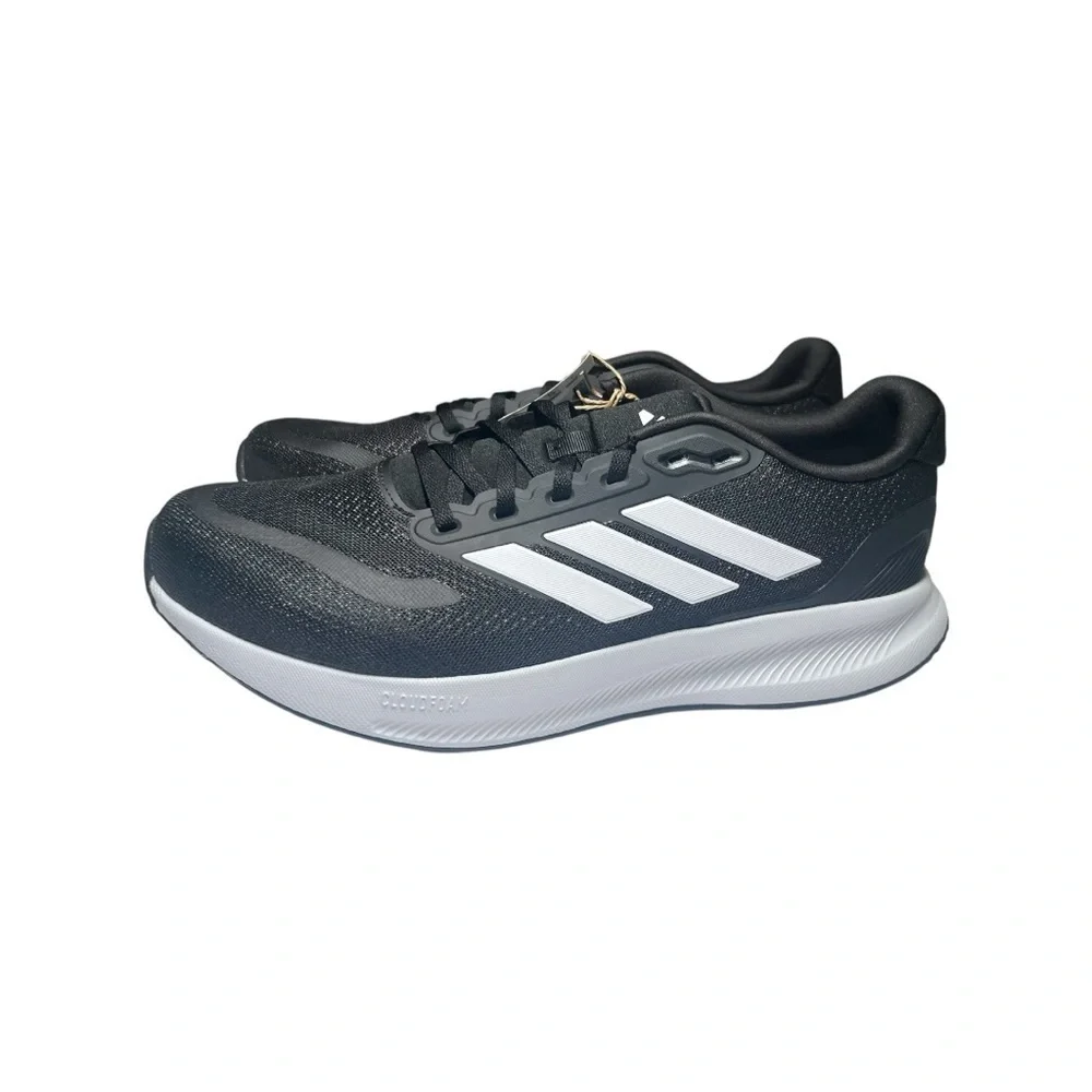 NWT adidas Men's Run Falcon 5 Sneaker, Black/White/Black, 10.5 W